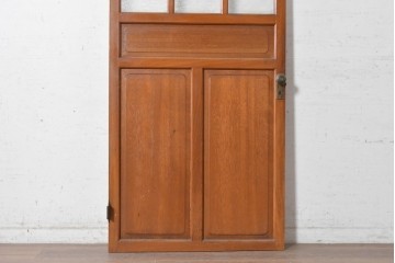 ヴィンテージ建具　昭和中期　温かみのある木色と型板ガラスがレトロなドア1枚　(R-091661)