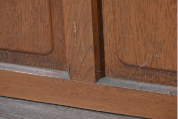ヴィンテージ建具　昭和中期　温かみのある木色と型板ガラスがレトロなドア1枚　(R-091661)