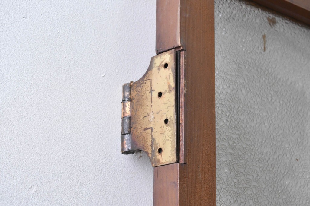ヴィンテージ建具　昭和中期　診察室の文字入り　レトロな型板ガラスが印象的なドア1枚　(R-091662)