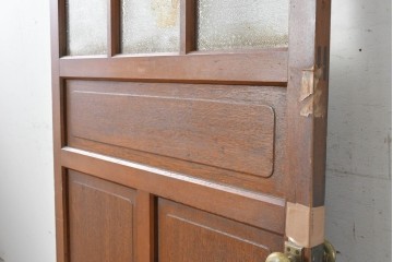 ヴィンテージ建具　昭和中期　診察室の文字入り　レトロな型板ガラスが印象的なドア1枚　(R-091662)