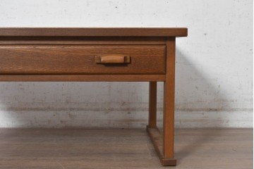 中古　美品　職人手作りの高級品!　栓材　在銘(木地師 了・塗師 山本)　木目の美しい文机　(R-091665)