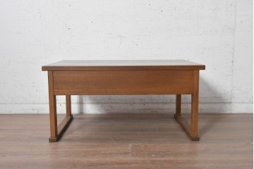 中古　美品　職人手作りの高級品!　栓材　在銘(木地師 了・塗師 山本)　木目の美しい文机　(R-091665)