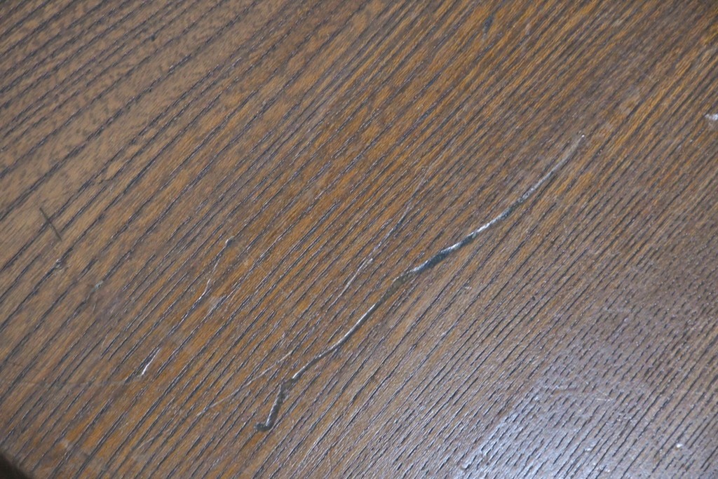 和製アンティーク　大正から昭和初期　総欅(ケヤキ)材　一枚板天板の角型ちゃぶ台　(R-091667)