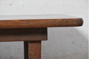 和製アンティーク　大正から昭和初期　総欅(ケヤキ)材　一枚板天板の角型ちゃぶ台　(R-091667)