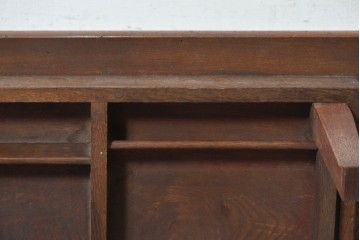 和製アンティーク　大正から昭和初期　総欅(ケヤキ)材　一枚板天板の角型ちゃぶ台　(R-091667)