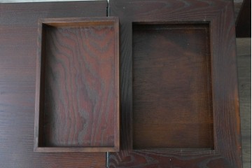 和製ヴィンテージ　指物家具　栗材　変わった造りが面白い折り畳み式文机　(R-091668)