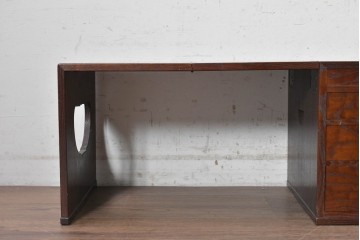 和製ヴィンテージ　指物家具　栗材　変わった造りが面白い折り畳み式文机　(R-091668)