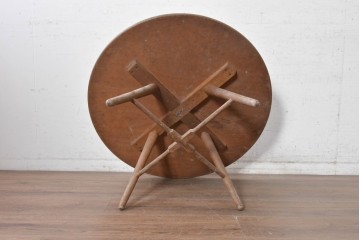 和製ヴィンテージ　希少!!　秋田木工　すっきりと洗練された丸テーブル　(R-091670)