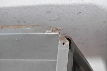 《天板取り付け加工費込み》　和製アンティーク　昭和初期から昭和中期　ヒノキ天板で仕上げる鉄脚学校机2台セット　(R-091673)