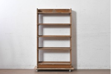 《ペイント仕上げ限定》　和製ヴィンテージ　シンプルなオープンタイプのブックシェルフ　(R-091676)