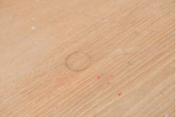 和製ヴィンテージ　昭和中期　ナラ材　引き出し5杯を備えたレトロな雰囲気の片袖デスク　(R-091681)