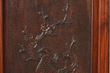 和製ヴィンテージ　花梨材　花鳥彫刻と透かし彫りをふんだんにあしらった優美なサイドボード　(R-091683)