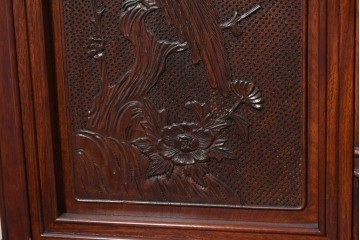 和製ヴィンテージ　花梨材　花鳥彫刻と透かし彫りをふんだんにあしらった優美なサイドボード　(R-091683)