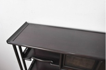和製アンティーク　昭和初期から昭和中期　紫檀材　透かし彫りと牡丹の彫刻が趣深い茶棚　(R-091684)
