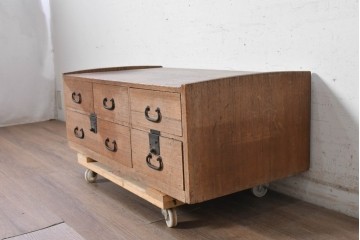 和製アンティーク　明治から大正期　希少デザイン　総桐材　素朴な風合いが魅力の時代箪笥ローチェスト　(R-091685)