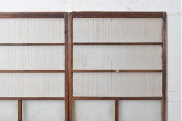 和製アンティーク建具　明治期から大正期　細かな縦格子と中央にガラスを備えた格子戸3枚セット　(R-091714)