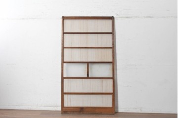 和製アンティーク建具　明治期から大正期　細かな縦格子と中央にガラスを備えた格子戸1枚　(R-091715)