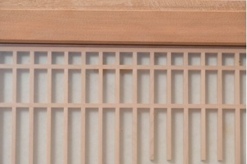 ヴィンテージ建具　昭和後期　松竹梅　鶴亀　麻の葉組子　縁起の良い意匠をちりばめた両面ガラスの書院戸2枚セット　(R-091721)