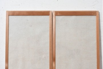 ヴィンテージ建具　昭和後期　松竹梅　鶴亀　麻の葉組子　縁起の良い意匠をちりばめた両面ガラスの書院戸2枚セット　(R-091721)