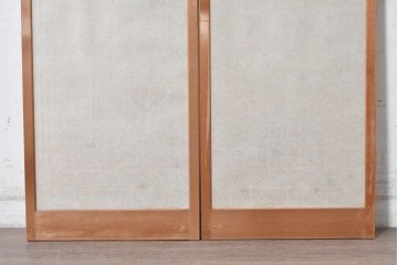 ヴィンテージ建具　昭和後期　松竹梅　鶴亀　麻の葉組子　縁起の良い意匠をちりばめた両面ガラスの書院戸2枚セット　(R-091721)