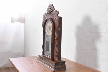 アメリカアンティーク　1890年から1900年頃　Ansonia Clock Company(アンソニア)　花や唐草の彫刻が優美な置き時計　(R-091730)