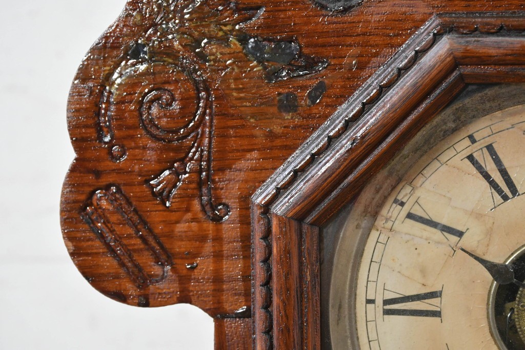 アメリカアンティーク　1890年から1900年頃　Ansonia Clock Company(アンソニア)　花や唐草の彫刻が優美な置き時計　(R-091730)
