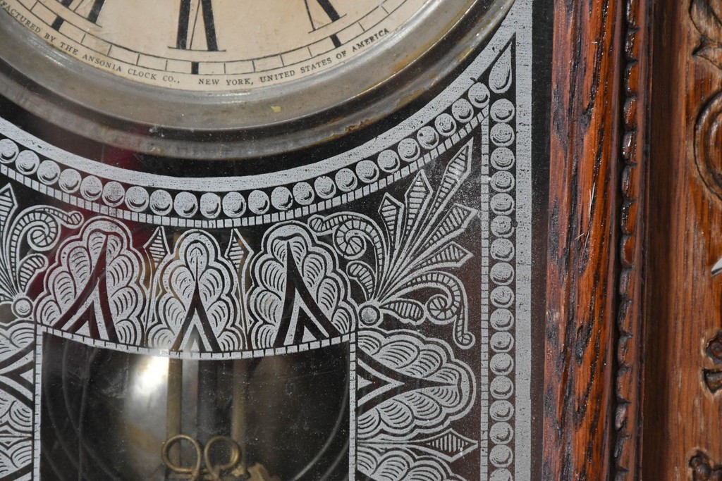 アメリカアンティーク　1890年から1900年頃　Ansonia Clock Company(アンソニア)　花や唐草の彫刻が優美な置き時計　(R-091730)