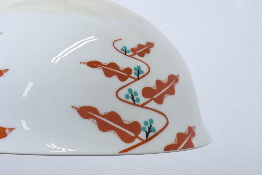 和製アンティーク　昭和初期から昭和中期　オールドノリタケ(NORITAKE)　赤と青緑の絵付けがレトロでかわいらしいペンダントライト　(R-091735)
