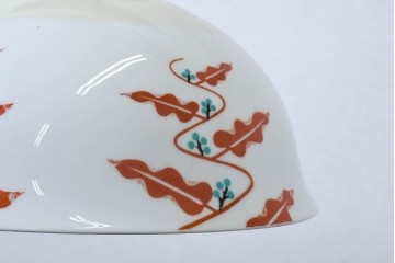 和製アンティーク　昭和初期から昭和中期　オールドノリタケ(NORITAKE)　赤と青緑の絵付けがレトロでかわいらしいペンダントライト　(R-091735)