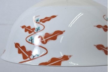 和製アンティーク　昭和初期から昭和中期　オールドノリタケ(NORITAKE)　赤と青緑の絵付けがレトロでかわいらしいペンダントライト　(R-091735)