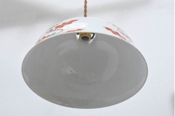 和製アンティーク　昭和初期から昭和中期　オールドノリタケ(NORITAKE)　赤と青緑の絵付けがレトロでかわいらしいペンダントライト　(R-091735)