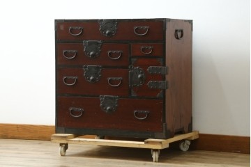 【和家具】小箪笥 観音扉付き 飾り金具 卓上箪笥 小物入れ 薬箱 古道具 10131042_6acd8c781e3eb_s.jpg?v
