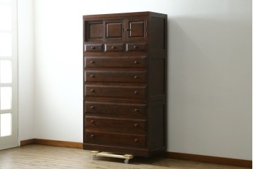中古　美品　松本民芸家具　D型和タンスⅡ　豊富な収納を備えた上品な佇まいの重ね箪笥　(R-091777)