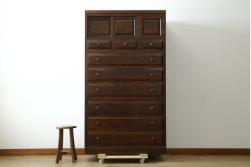 中古　美品　松本民芸家具　D型和タンスⅡ　豊富な収納を備えた上品な佇まいの重ね箪笥　(R-091777)