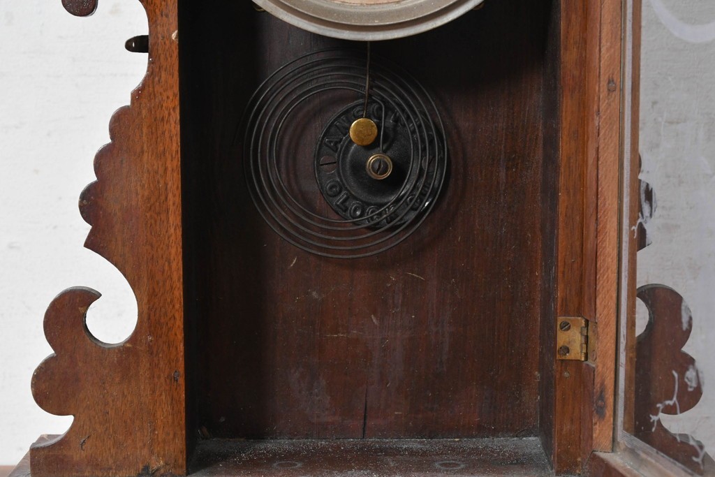 アメリカアンティーク　1890年から1900年頃　Ansonia Clock Company(アンソニア)　星形の装飾と花や鳥などの絵柄が印象的な置き時計　(R-091798)