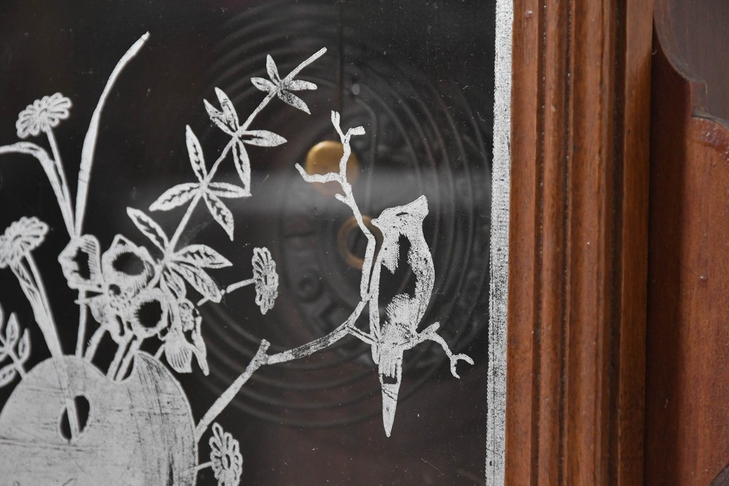 アメリカアンティーク　1890年から1900年頃　Ansonia Clock Company(アンソニア)　星形の装飾と花や鳥などの絵柄が印象的な置き時計　(R-091798)