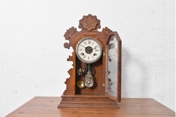 アメリカアンティーク　1890年から1900年頃　Ansonia Clock Company(アンソニア)　南国風の植物模様が美しい置き時計　(R-091800)