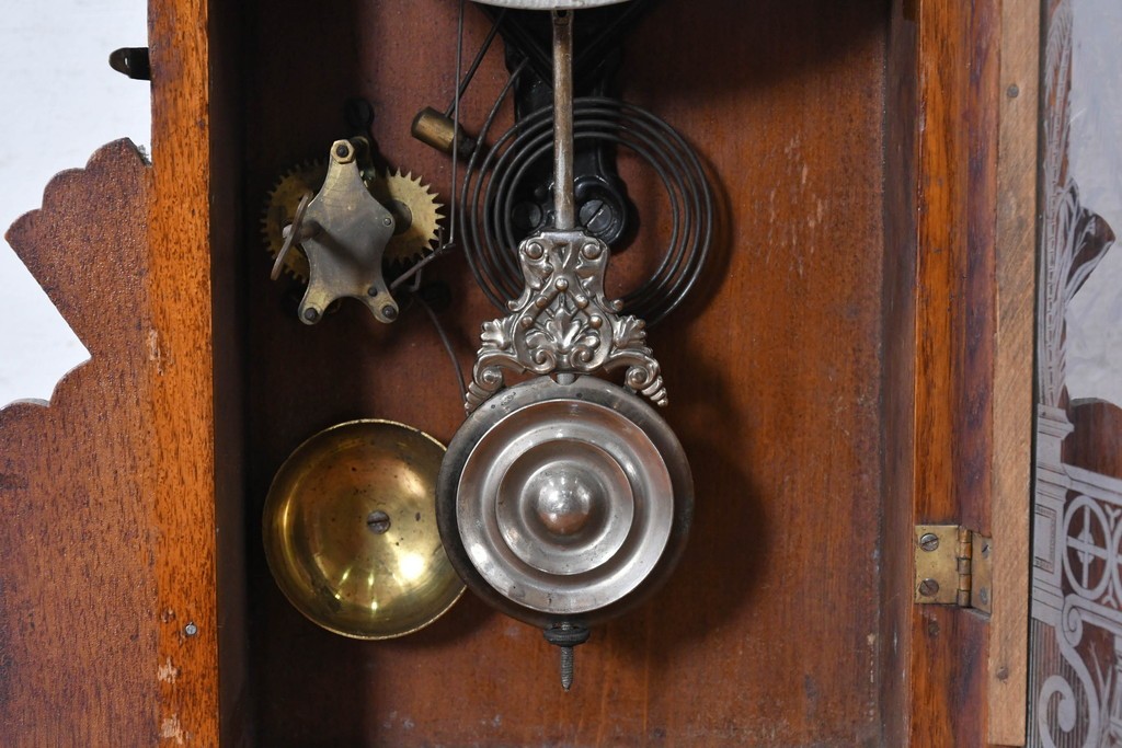 アメリカアンティーク　1890年から1900年頃　Ansonia Clock Company(アンソニア)　南国風の植物模様が美しい置き時計　(R-091800)