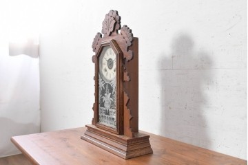 アメリカアンティーク　1890年から1900年頃　Ansonia Clock Company(アンソニア)　南国風の植物模様が美しい置き時計　(R-091800)