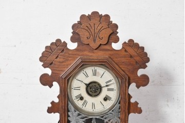 アメリカアンティーク　1890年から1900年頃　Ansonia Clock Company(アンソニア)　南国風の植物模様が美しい置き時計　(R-091800)