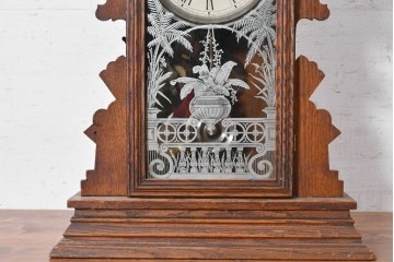 アメリカアンティーク　1890年から1900年頃　Ansonia Clock Company(アンソニア)　南国風の植物模様が美しい置き時計　(R-091800)