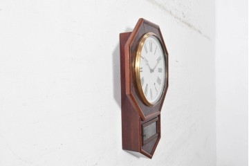 アメリカアンティーク　1870年頃　Ansonia Brass and Copper Co.(アンソニア・ブラス・アンド・カッパー)　美しい木目を楽しめる上品な佇まいの掛け時計　(R-091807)