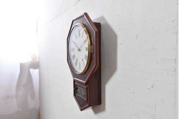 アメリカアンティーク　1870年頃　Ansonia Brass and Copper Co.(アンソニア・ブラス・アンド・カッパー)　美しい木目を楽しめる上品な佇まいの掛け時計　(R-091807)
