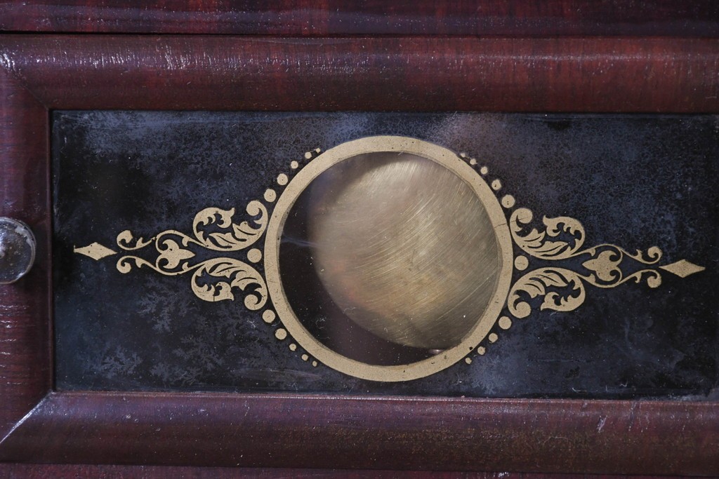 アメリカアンティーク　1870年頃　Ansonia Brass and Copper Co.(アンソニア・ブラス・アンド・カッパー)　美しい木目を楽しめる上品な佇まいの掛け時計　(R-091807)