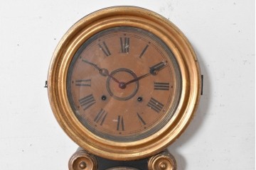 アメリカアンティーク　1880年頃　E. INGRAHAM&CO(イングラハム社)　ゴールドカラーの枠を配したレトロなだるま時計　(R-091808)
