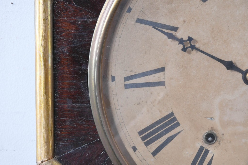 アメリカアンティーク　1900年頃　New Haven Clock Co.(ニューヘブン社)　金色の縁取りと菱形模様が印象的な八角形の掛け時計　(R-091812)