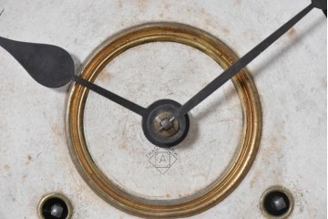 アメリカアンティーク　1900年頃　New Haven Clock Co.(ニューヘブン社)　金色の縁取りがクラシカルな八角形の掛け時計　(R-091813)