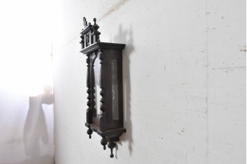 和製アンティーク　大正期　人面飾りと重厚な彫刻装飾が目を引くスリゲル型掛け時計　(R-091814)