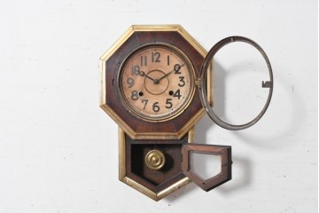 アメリカアンティーク　E.N.WELCH(ウェルチ)社　1890年から1890年頃　金色の縁取りがクラシカルな掛け時計　(R-091816)
