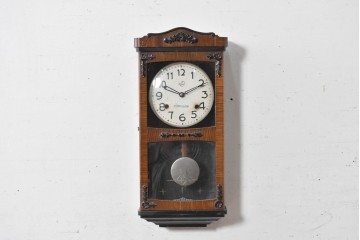 和製ヴィンテージ　昭和中期　協立時計工業株式会社(Kyoritu Clock)　花や葉の装飾が上品な掛け時計　(R-091817)
